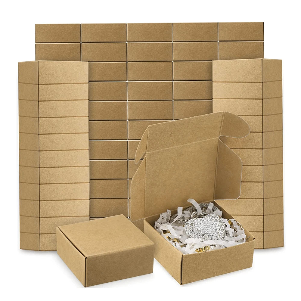 10Pcs Small Kraft Paper Gift Boxes 2.16'' x 2.16'' x 0.98'' for Ornaments Earring Jewelry Wrapping Packaging Cardboard Boxes Zpaxo