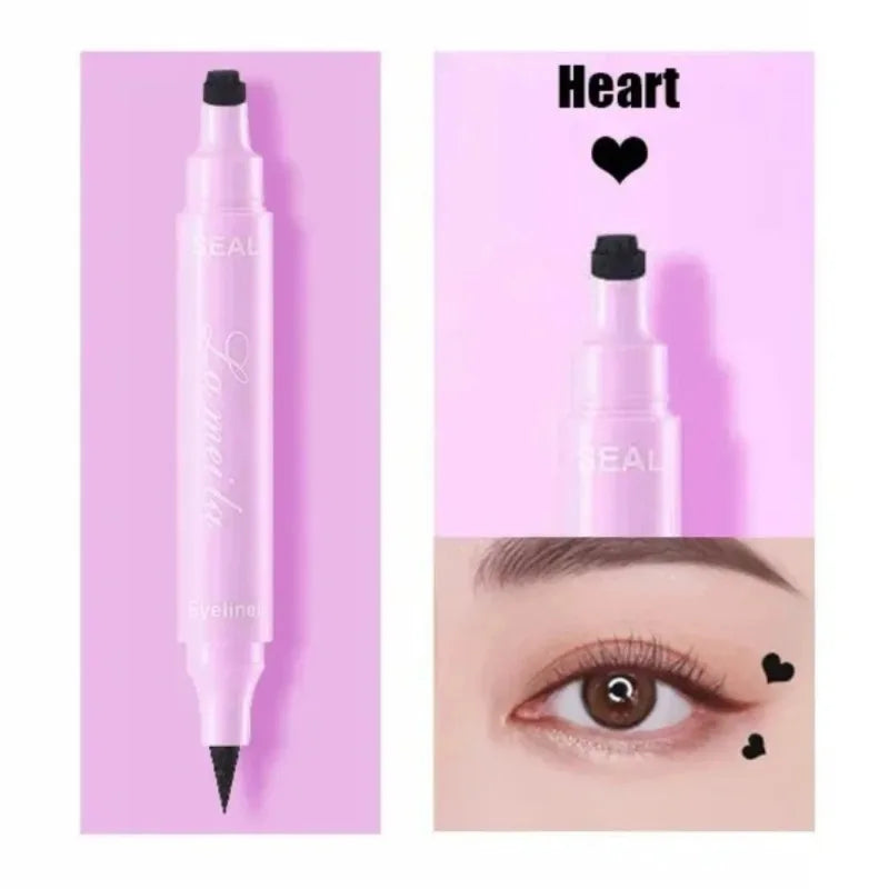 1 Black Eyeliner Stamp Waterproof Sweat-proof Dual-ended Liquid Quick Zpaxo G-01 Heart