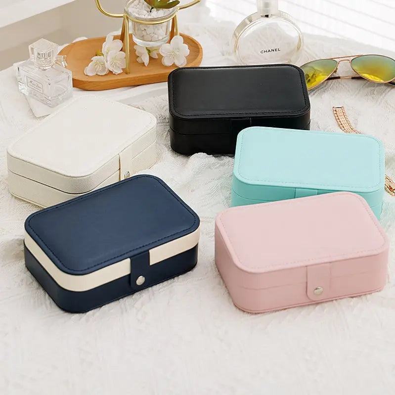 Portable Leather Jewelry Travel Organizer Box | Rings & Earrings Jewelry Travel Case Zpaxo