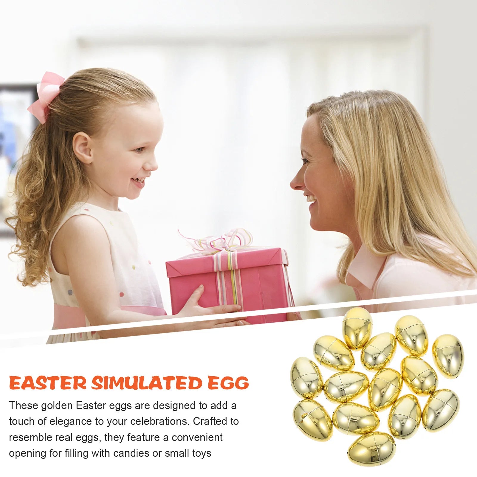Golden Plastic Easter Eggs Fillable Candy Boxes Party Decorations