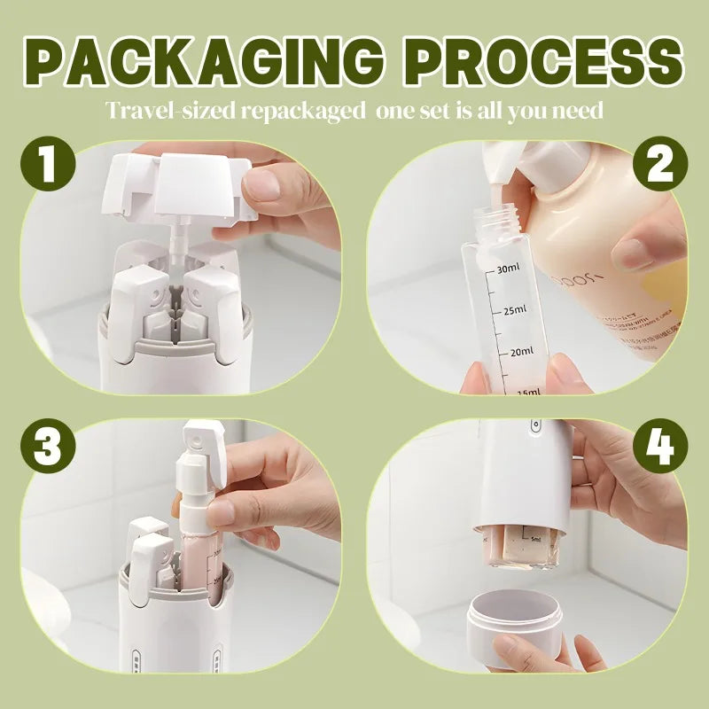 4 in 1 Portable Leakproof Travel Bottle Dispenser set Travel Container Journey for Shampoo Bottle Soap and Shampoo Dispenser Zpaxo