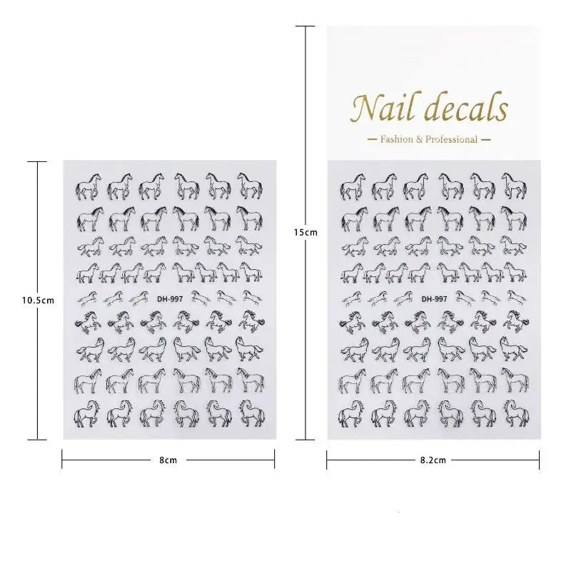 Cute Cartoon Minimally Hand-painted Pony Nail Stickers Embossed DIY Zpaxo