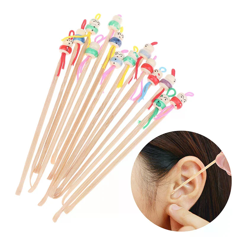 10 Bamboo Ear Cleaning Spoon Cartoon Head Earwax Removal Skid Zpaxo