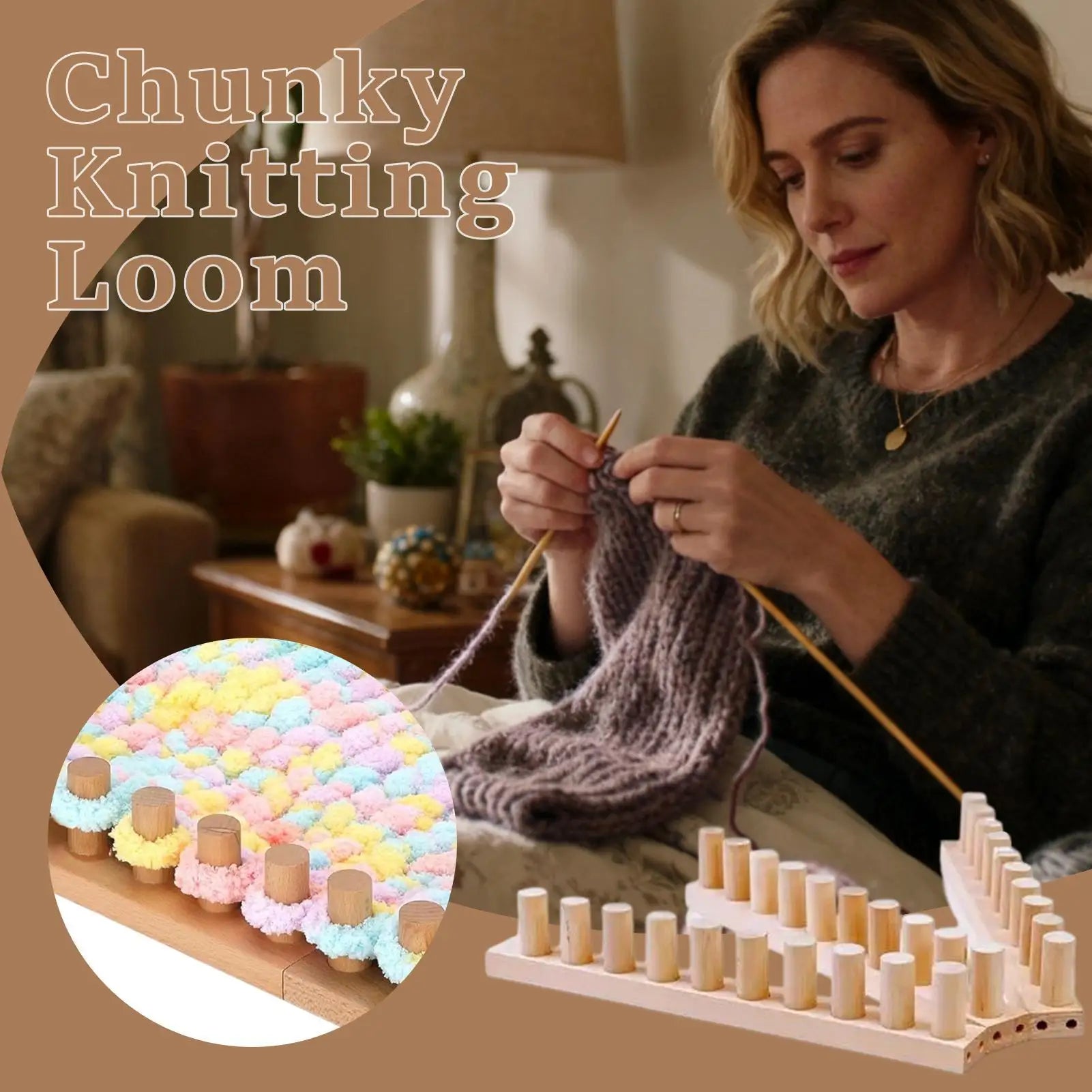 Loom Knitting Kit Yarn Crochet Loom Kit Hand Knitting Set for Crafts Hobby Beginners Weaving Blanket Scarf Sewing Cushion Zpaxo
