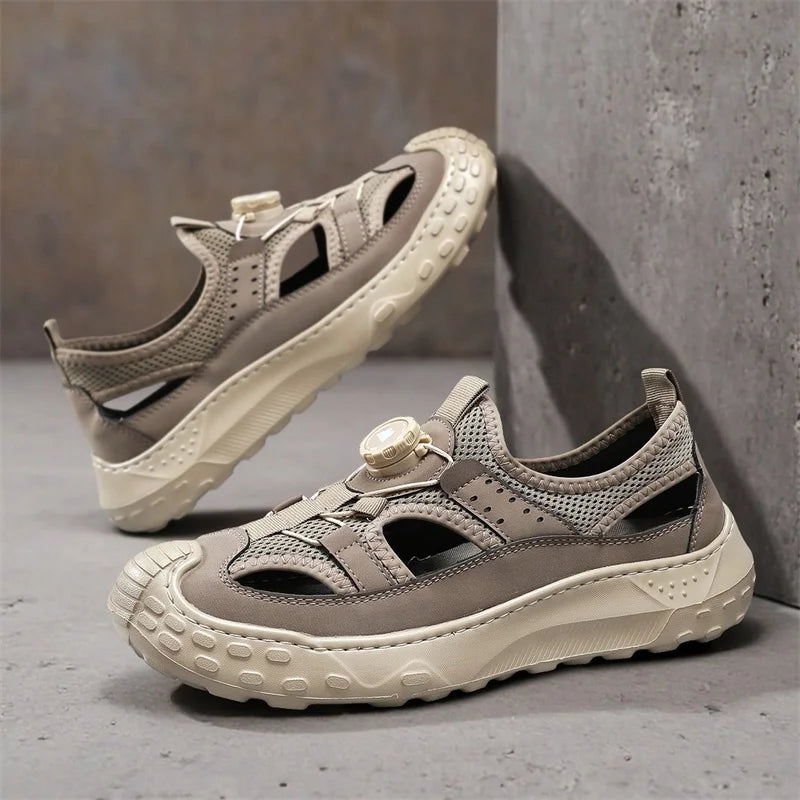 Summer Men Sandals Leather Mens Casual Shoes Outdoor Beach Roman