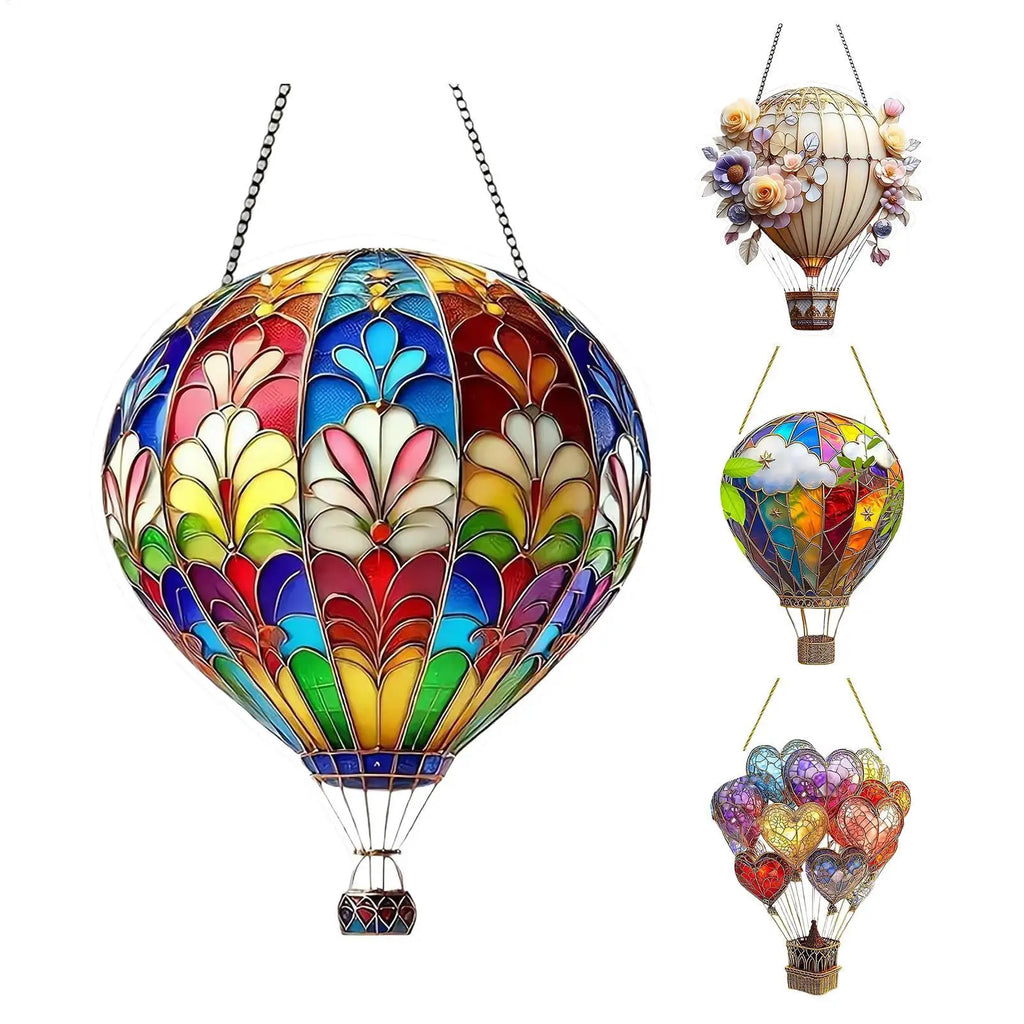 Acrylic flat Pendant Love Balloon Hot Air Balloon Lantern Valentine's Day Decoration For Home Lawn Garden Porch Yard Ornaments Zpaxo