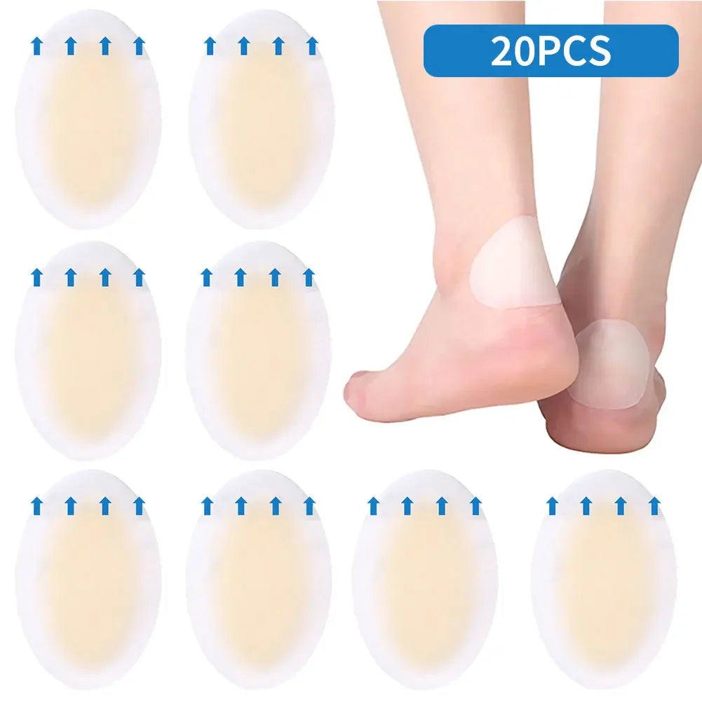 20PCS Gel Heel Protector Foot Patches Adhesive Blister Pads Hydrocolloid Heel Liner Shoes Stickers Pain Relief Plaster Foot Care Zpaxo