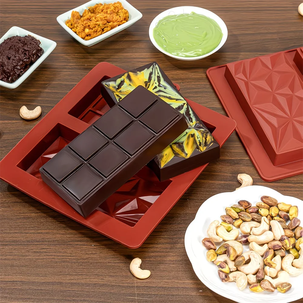 Rectangle Chocolate Bar Molds Non-stick Dessert Hanging Holes Baking Zpaxo