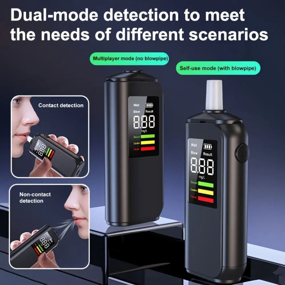 LED Digital Display Breathalyzer Analyzer Non-Touching Blowing LED Screen Digital Breathalyzer Durable Anti-slip Zpaxo