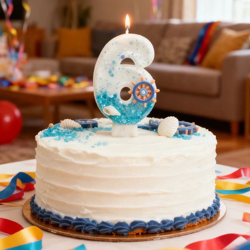 Ocean-themed Ship's Wheel Sequined Digital Birthday Candles