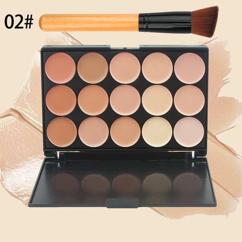 15 Colors Concealer Palette Cream Contour Palette,Foundation Full Coverage Foundation Makeup Cover Dark Circles Around Eyes Face Zpaxo Z15-02-2pcs