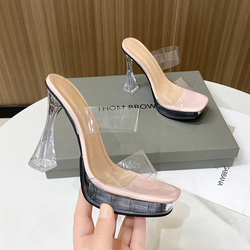 Voesnees Stripper Shoes 2026 Summer Woman Sandals Elegant Heels Clear