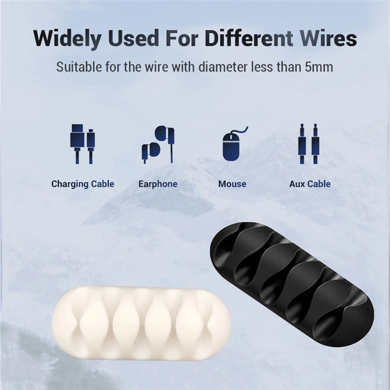 Silicone USB Cable Clip Winder Organizer Round Charger Cord Desk Tidy