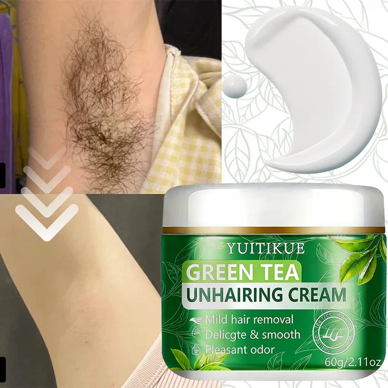 YUITIKUE Green Tea Depilatory Cream – Gentle Hair Removal 60g Depilatory Cream Zpaxo Default Title