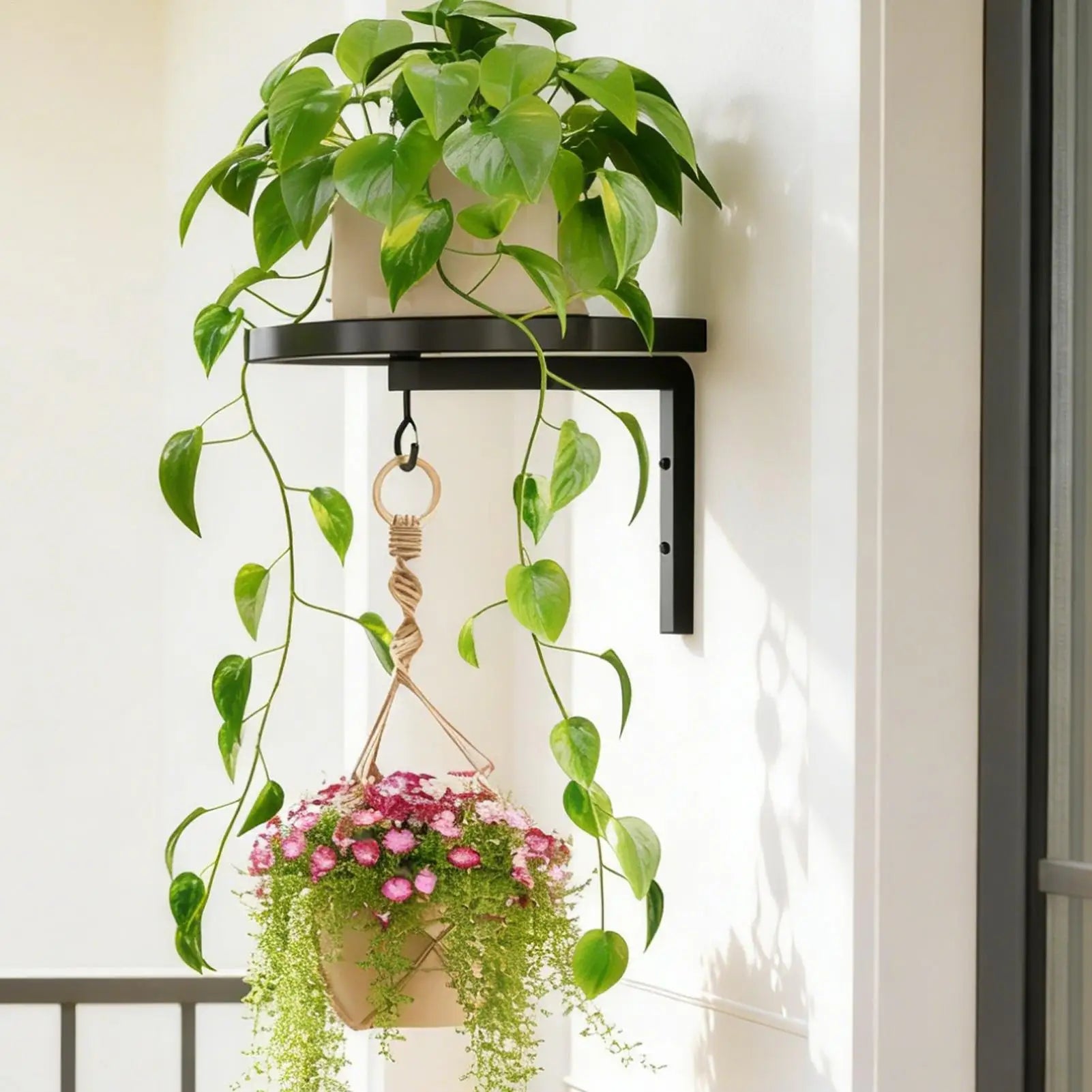 Wall Plant Shelf Heavy Duty Metal Hanger Stand Hooks Space Saving