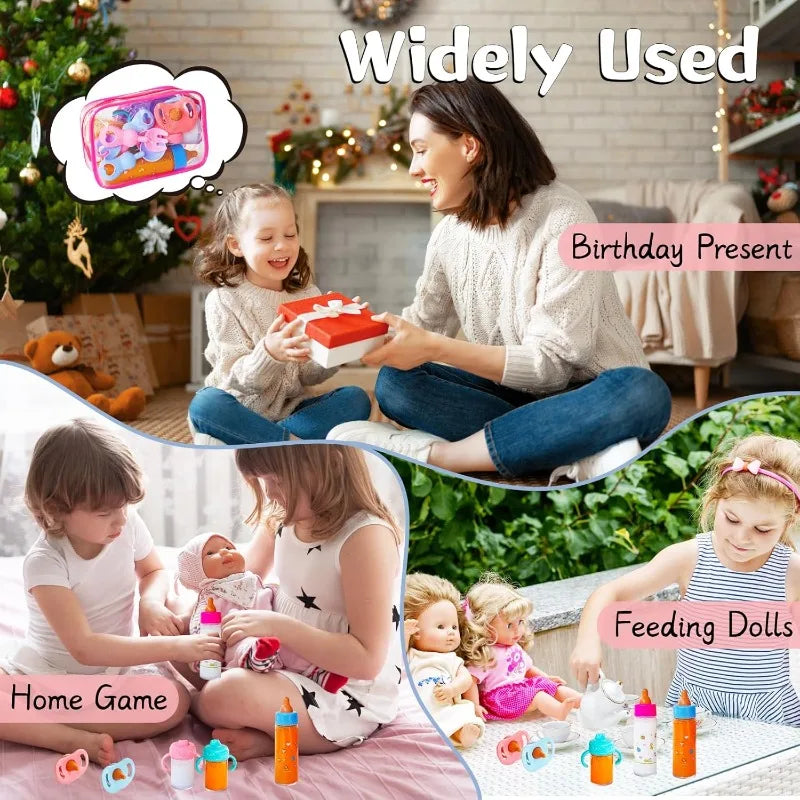 13-Piece Baby Doll Accessory Bottle Feeding Pretend Play Toy Magic