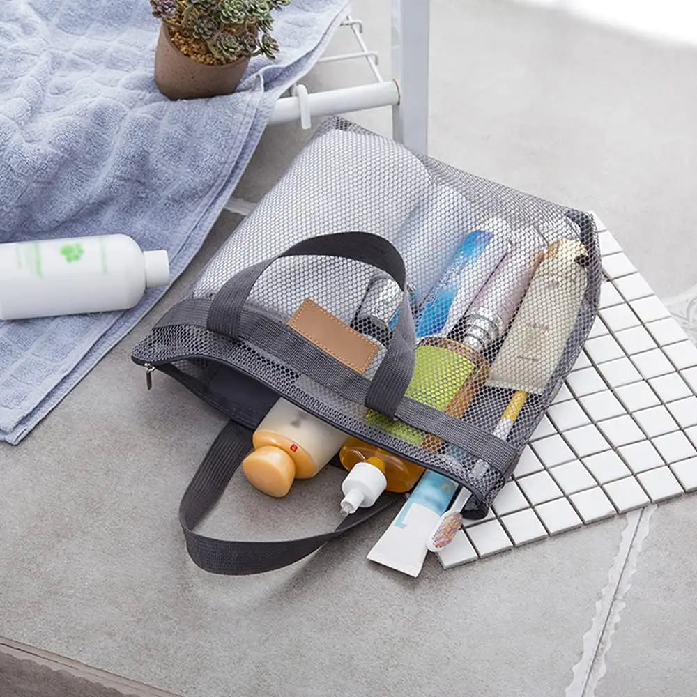 Mesh Shower Caddy Bag with Zipper – Quick-Dry Gym & Beach Bag