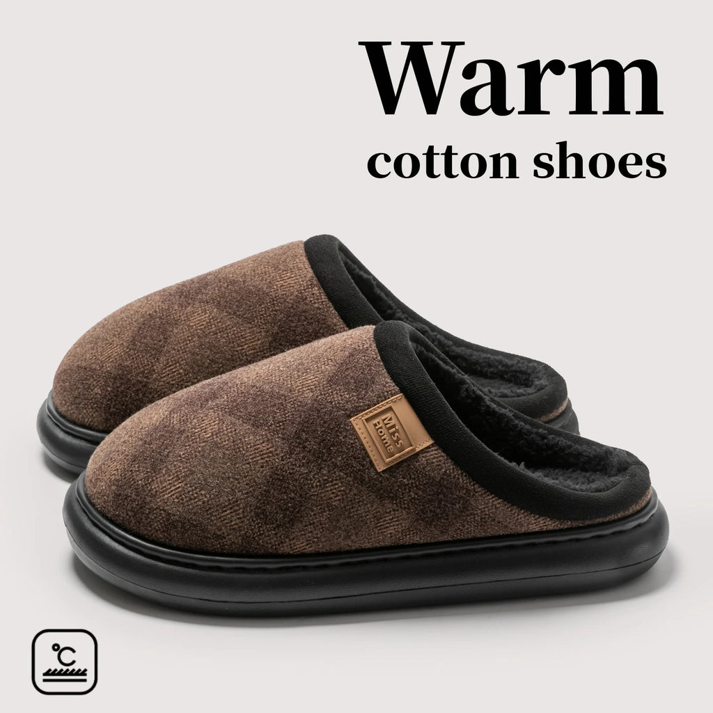 Men's Winter Slippers Non-slip Fleece-lined Thick Sole Comfortable