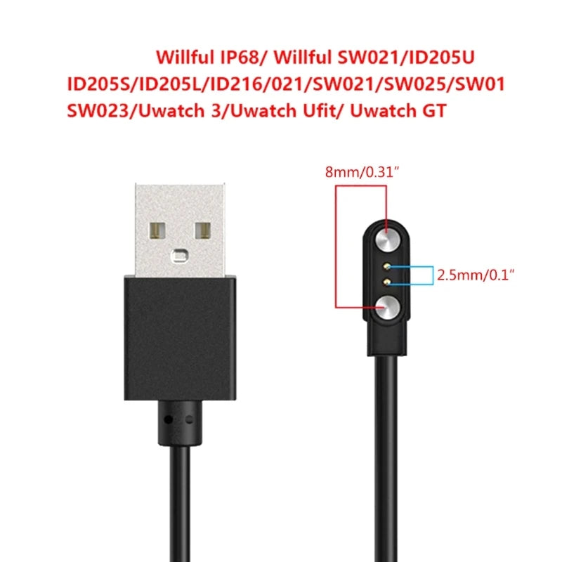Charging Cable Replacement for Willful IP68/Willful/SW021/ID205U/ID205S USB Cord for Smartwatch Zpaxo