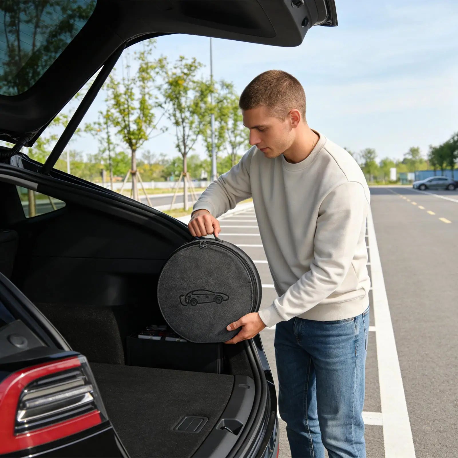 New Energy Vehicle Charging Gun Storage Bag Portable EV Charger Cable Bag Waterproof Auto EV Charging Jumper Storage Bag Zpaxo