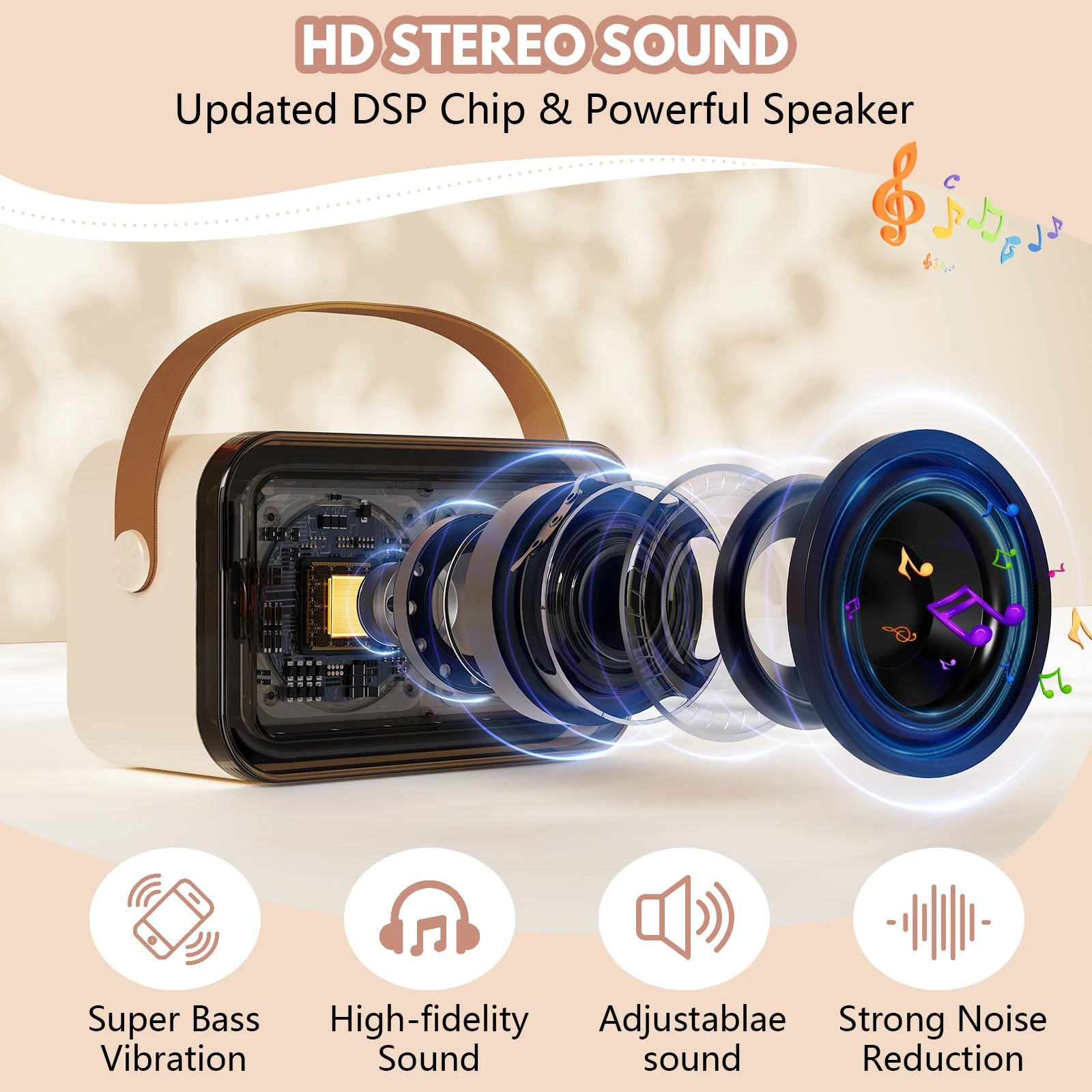 Karaoke Machine Kids Adults Portable Bluetooth Speaker 2 Wireless