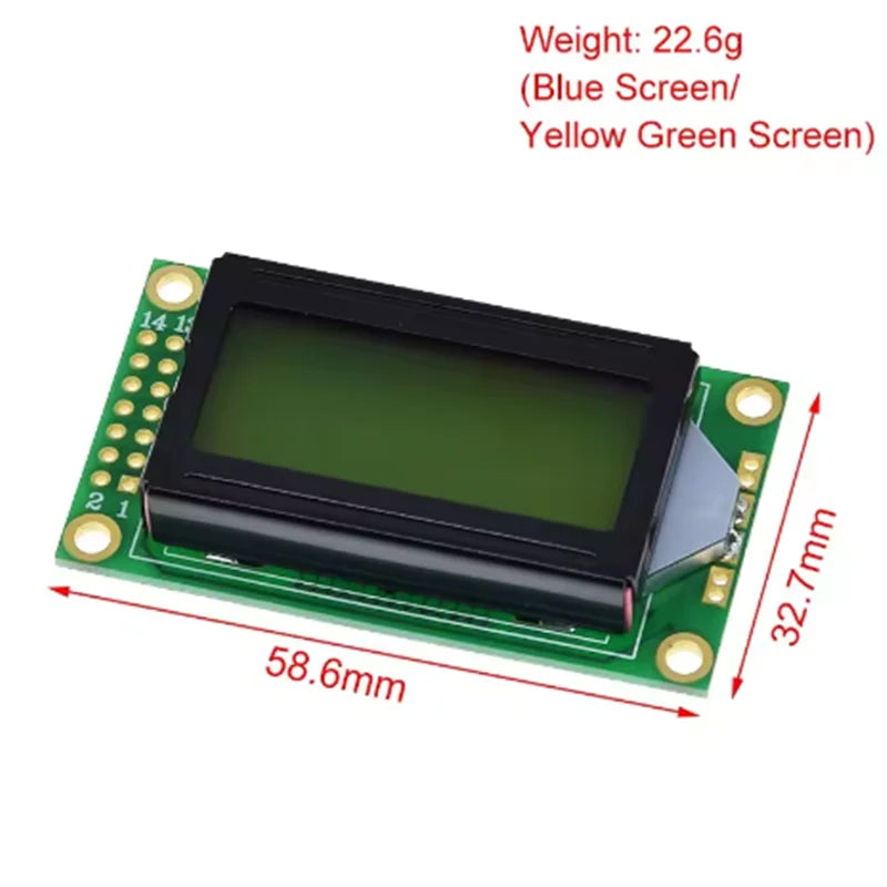 0802A LCD Character LCD Screen 8 * 2-Row LCD Display Module Blue Screen Zpaxo