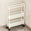 Space-Saving 5.12-Inch Narrow Storage Cabinet - 3-Tier Durable Plastic Freestanding Organizer with Wheels, Black and White Matte Zpaxo As shown