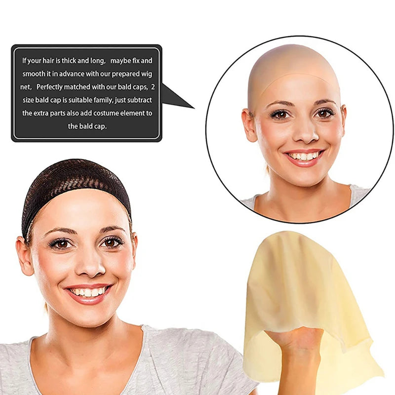 Funny latex Skin Fake Bald Head Unisex Fancy film Party Wig Cap Latex Mask Hat Zpaxo