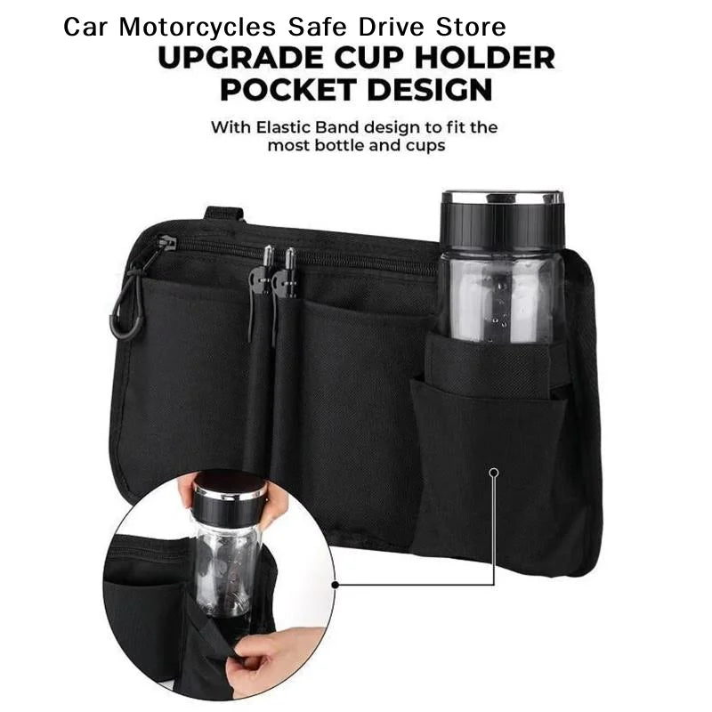 M1Pcs Travel Pouch Wheelchair Side Bag Cup Holder Wheel Chair Seniors