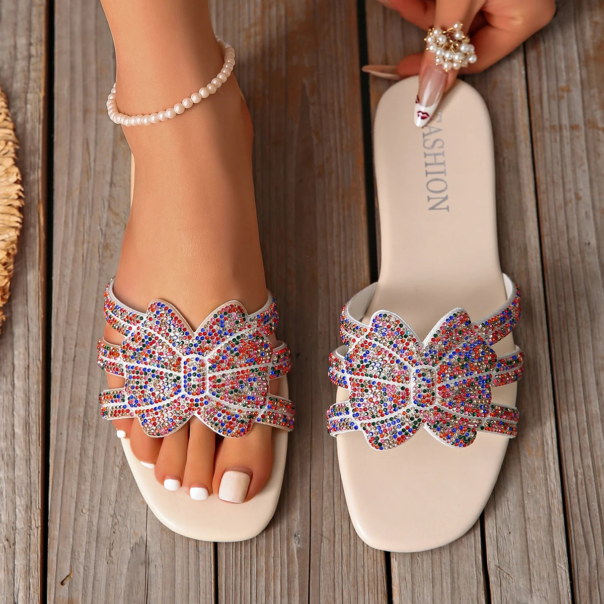 Women Slippers Outdoor Beach Shoes Summer Flat Luxury Fashion Zpaxo MULTI 42