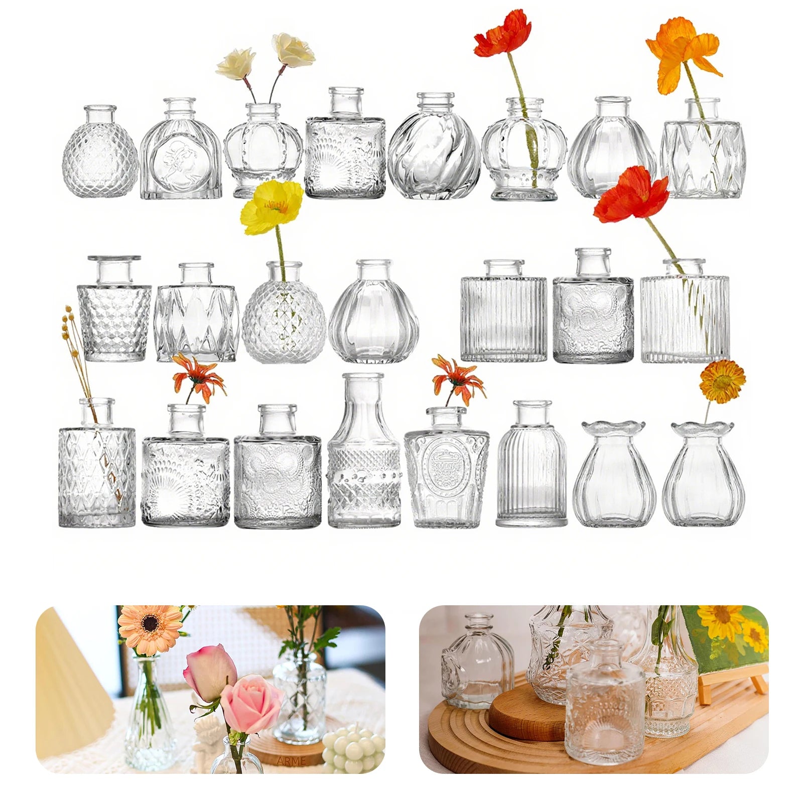 Glass Bud Vase Clear Decorative Vases Home Wedding Table Decorations
