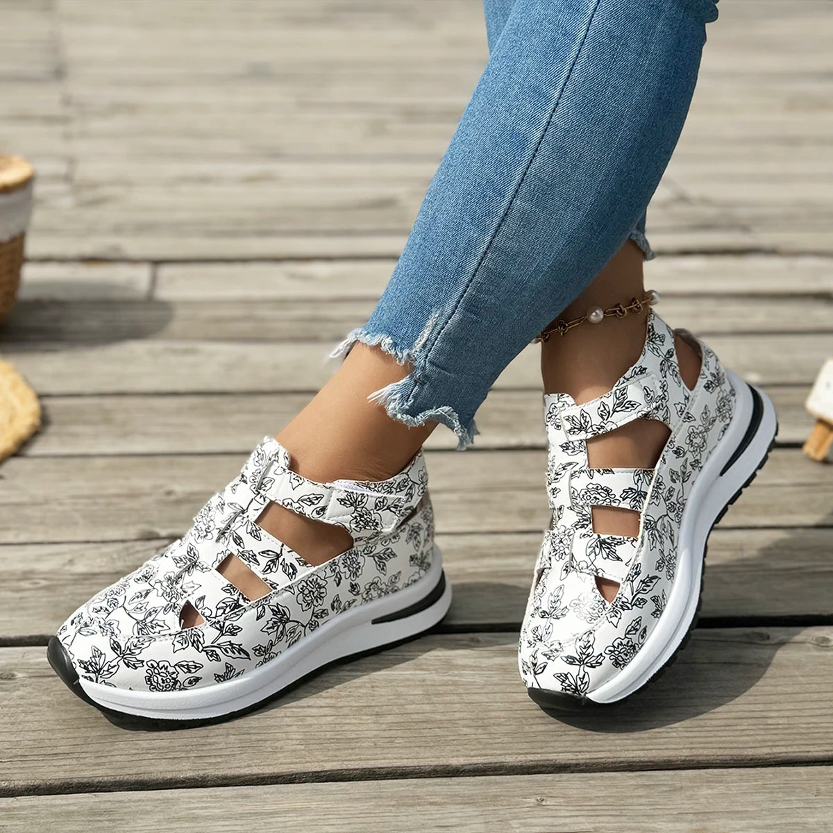 Women Flat Sandals Luxury Outdoor Platform Wedges Sneakers Slip Zpaxo WHITE 36