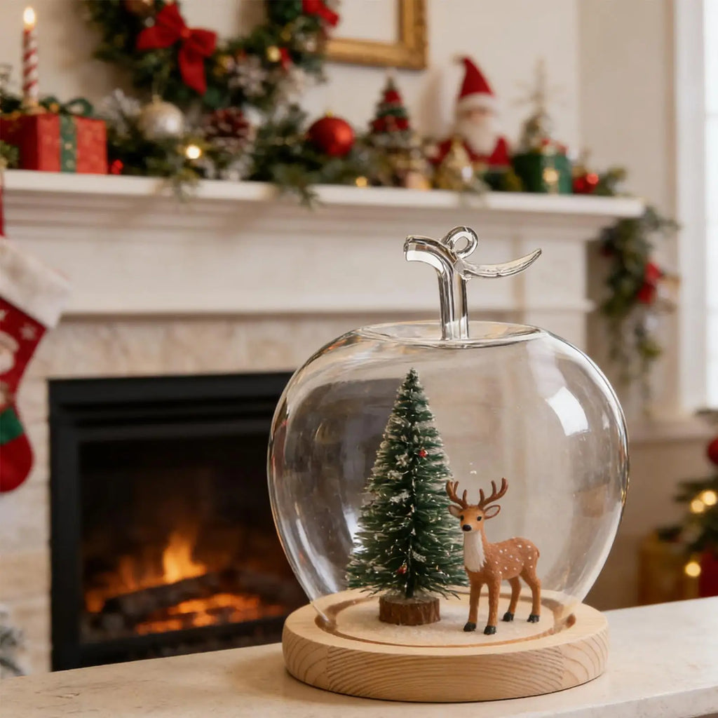 Glass Dome Fruit Shape Desktop Decoration Preserved Flower Glass Cloche for Collectors Home Office Retail Store Wedding Jewelry Zpaxo