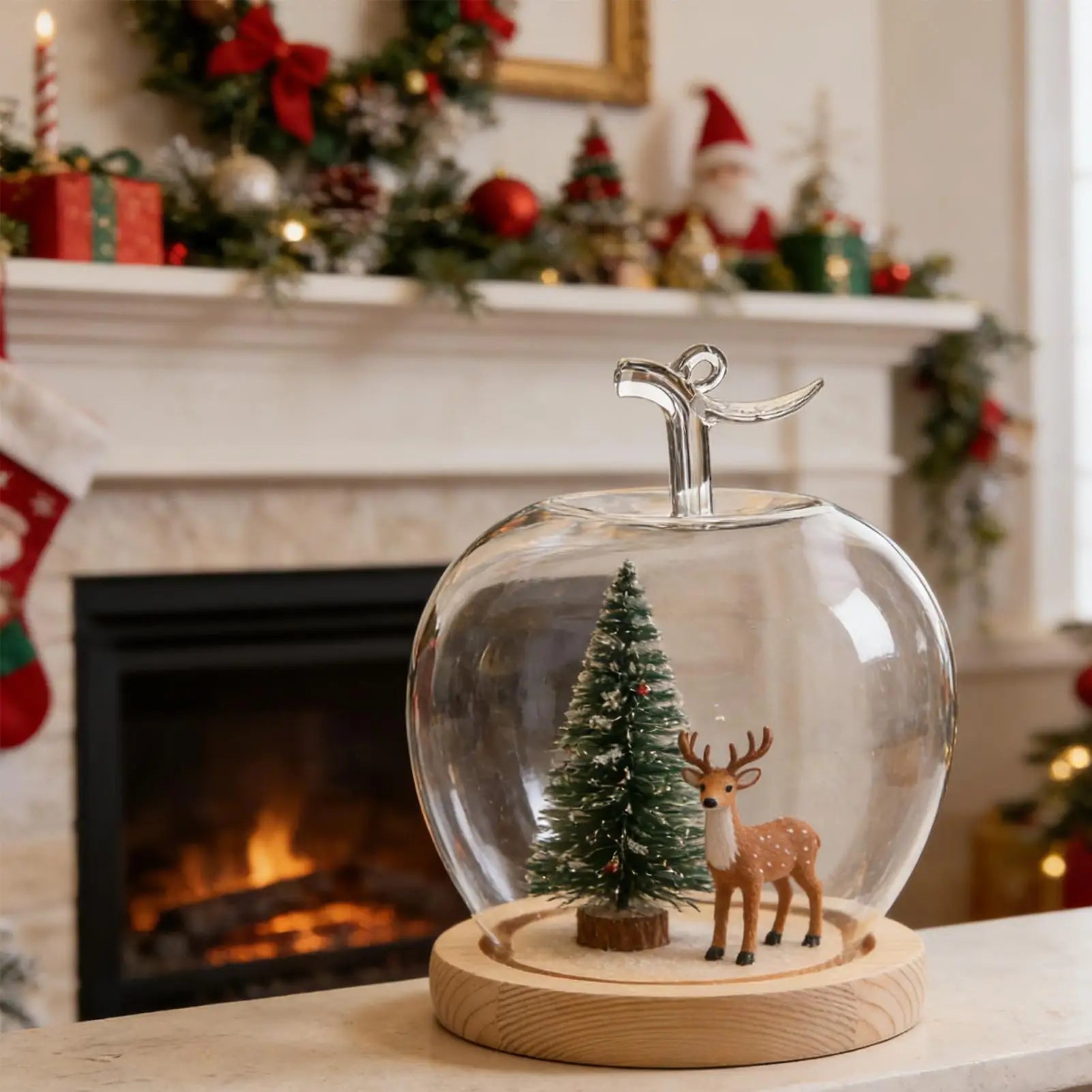 Glass Dome Fruit Shape Desktop Decoration Preserved Flower Glass Cloche for Collectors Home Office Retail Store Wedding Jewelry Zpaxo