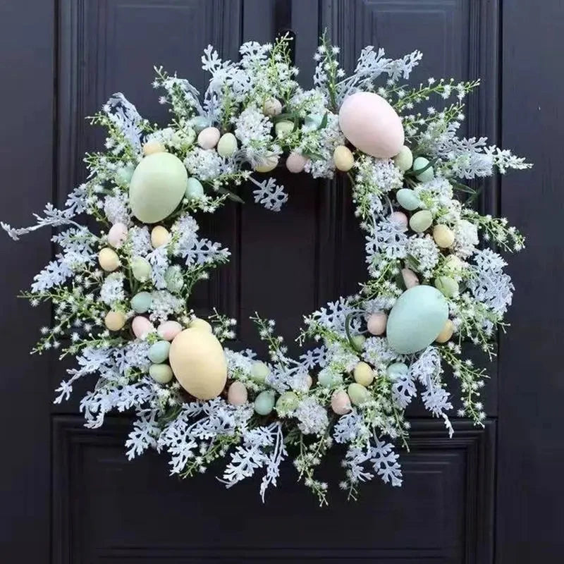 Pastel Easter Egg Spring Wreath – Front Door & Window Decor