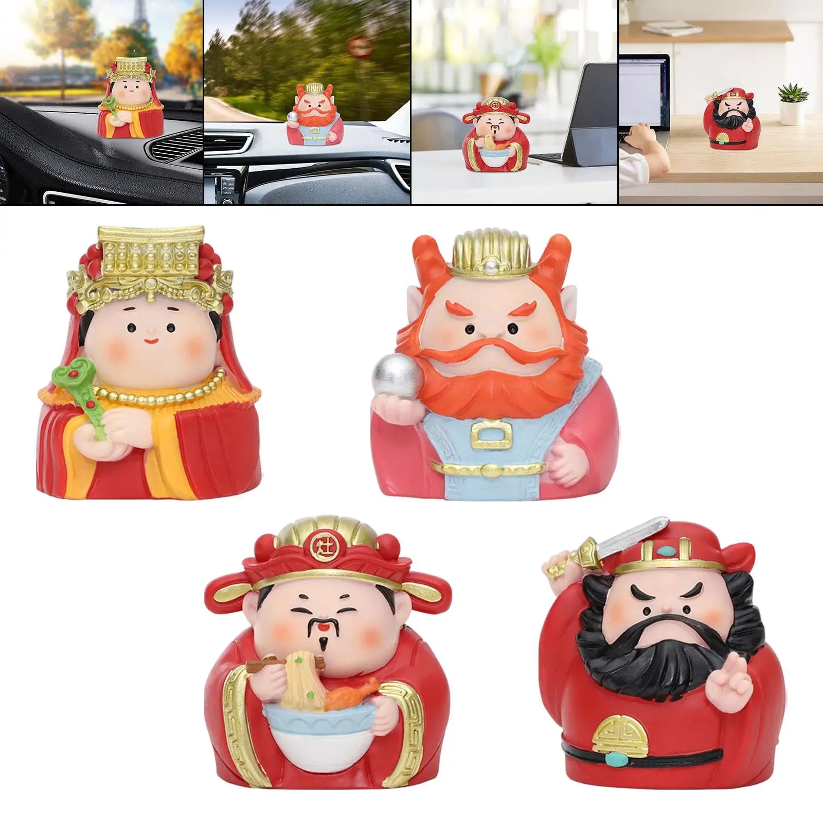 Resin Chinese Mythological Figurine Car Dashboard Ornament Fengshui Sculpture 2.3inch Tall for Bedroom Zpaxo