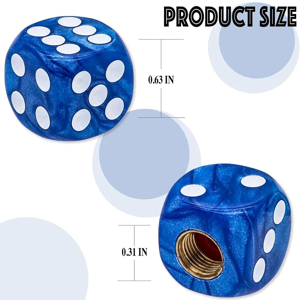 4-Pack Pearl Dice Tire Valve Stem Caps – Universal Fit