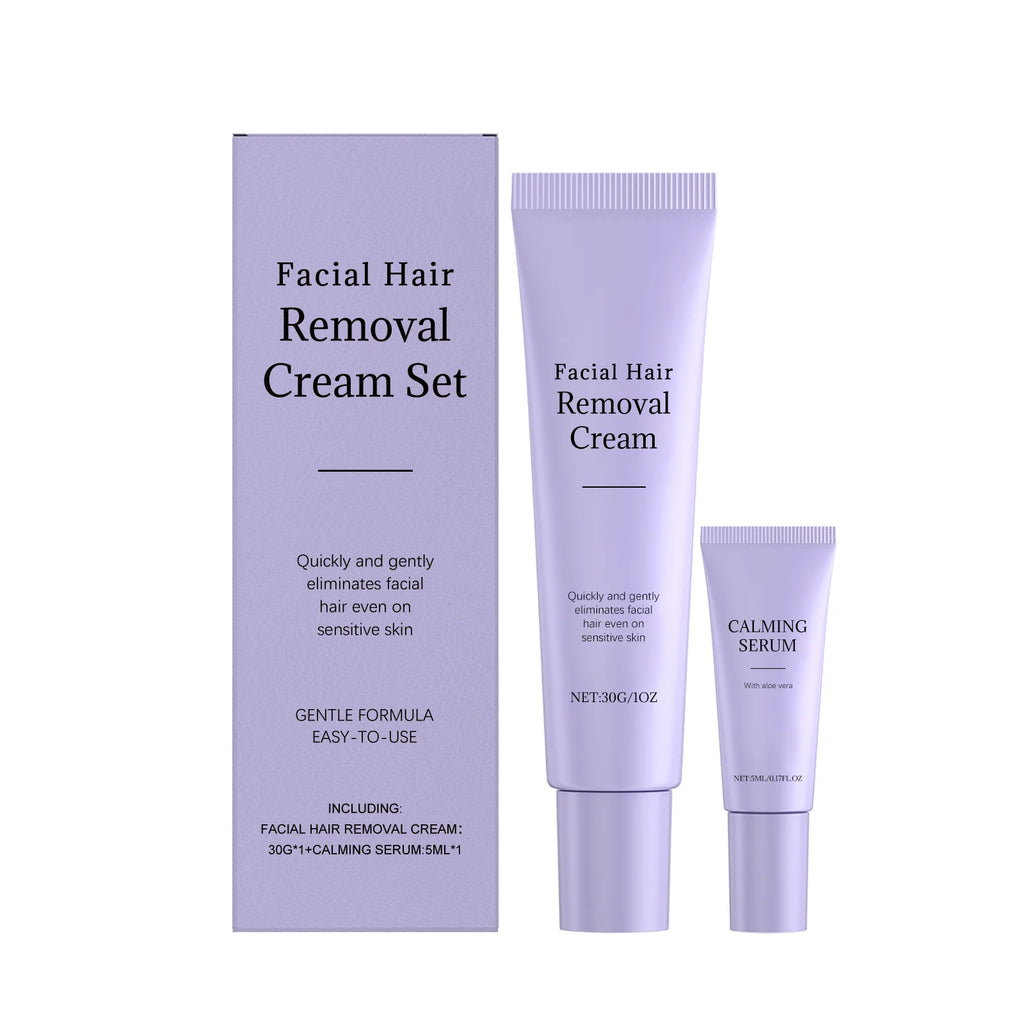 Facial hair removal set gentle care daily cleansing facial skin delicate moisturizing smooth facial hair removal cream Zpaxo 1set