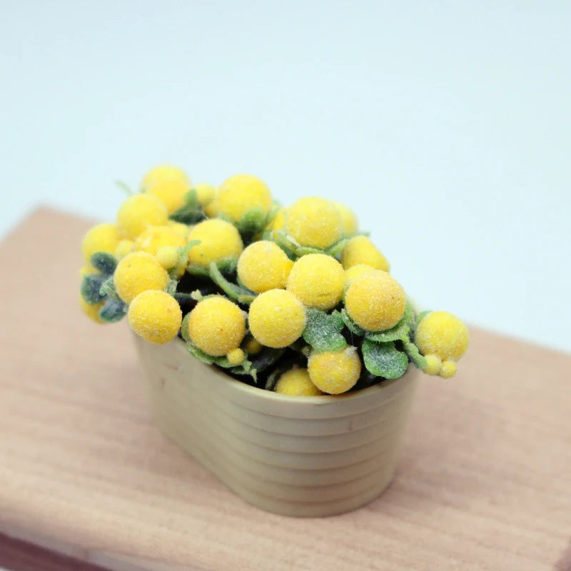 ▶1:12 Dollhouse Simulation Flower Plant Potted Dollhouse Mini Home Decoration Dolls House Micro Landscape Plant Accessories Zpaxo Yellow