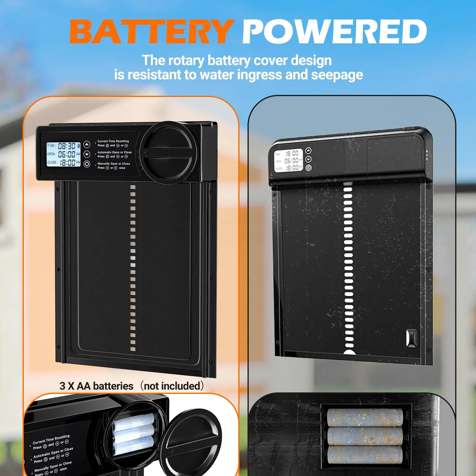 Automatic Chicken Coop Door Auto Duck Door Battery Powered Electric Chicken Coop Door with Timer & Manual Control LED Screen Zpaxo