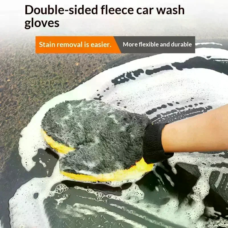 Microfiber Car Wash Glove – Double-Sided Coral Fleece Detailing