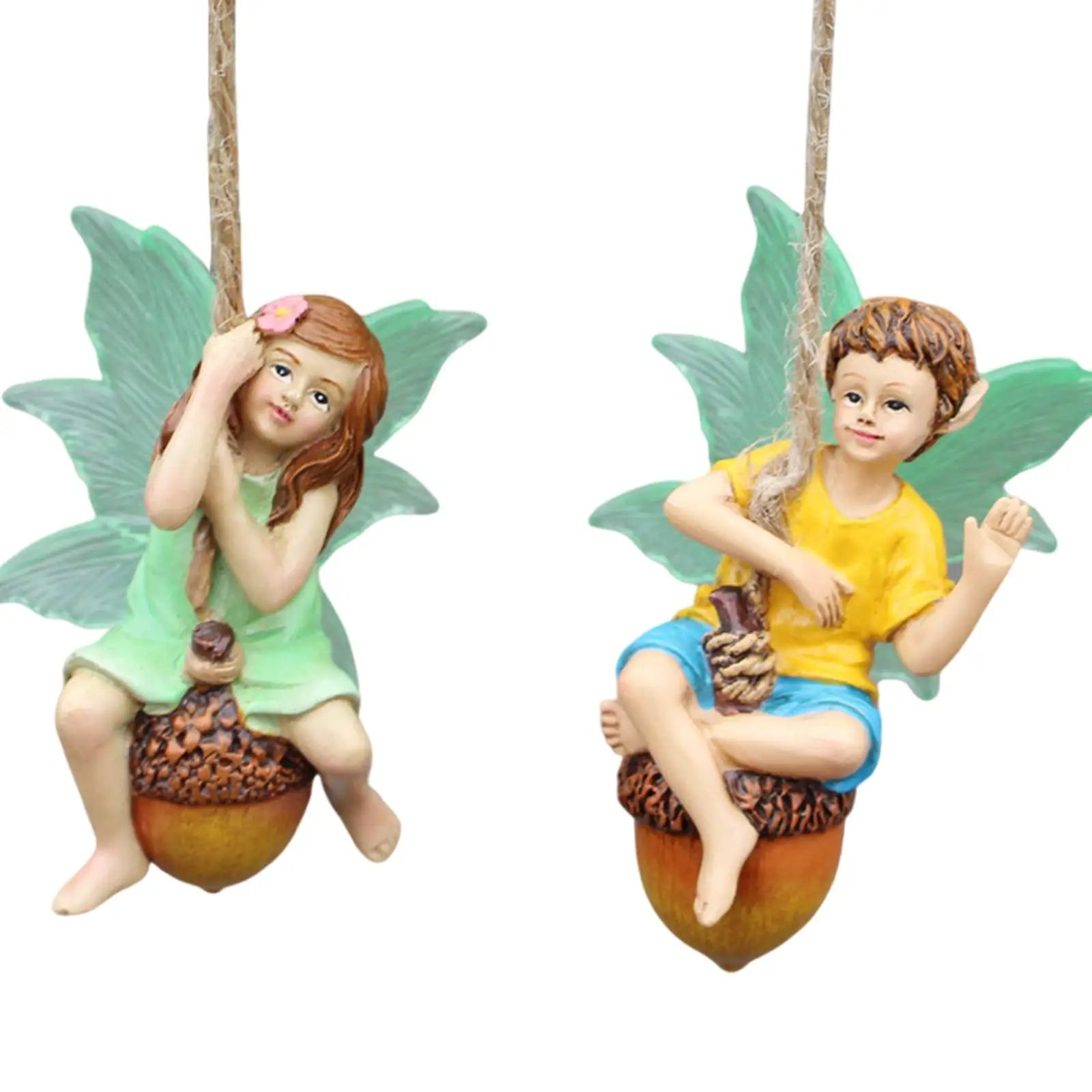 Outdoor Garden Ornaments Resin Boy Girl Fairy Hanging Pendant Crafts Zpaxo