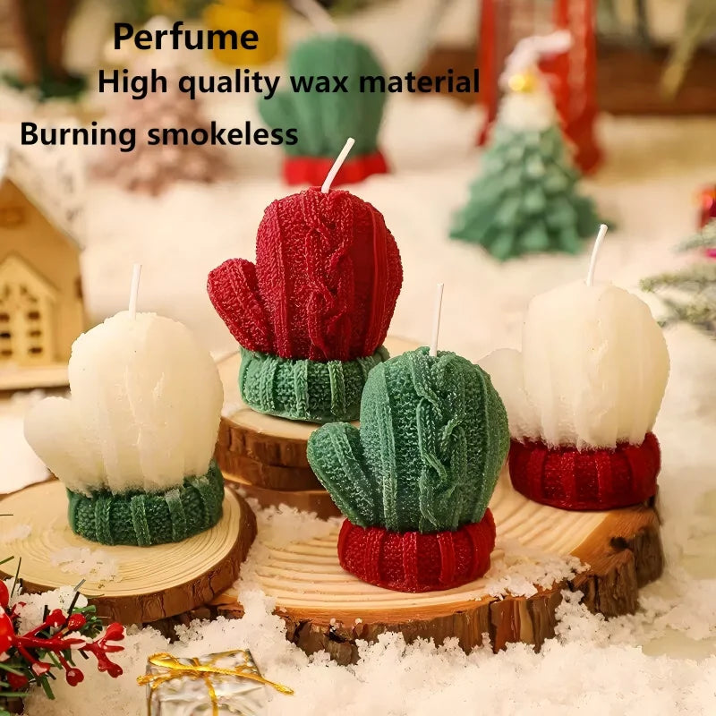 Winter Christmas Scented Candles Atmosphere Mini Wool Gloves Shape Zpaxo