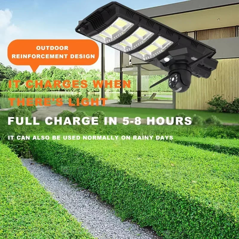 Solar Powered Street Light Wifi Camera Voice Warn 4MP V380 Security Zpaxo