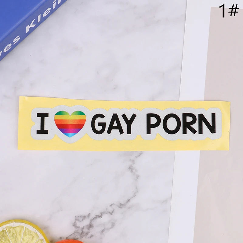 I Love Gay Porn Rainbow Car Stickers Creative LGBT Waterproof Truck