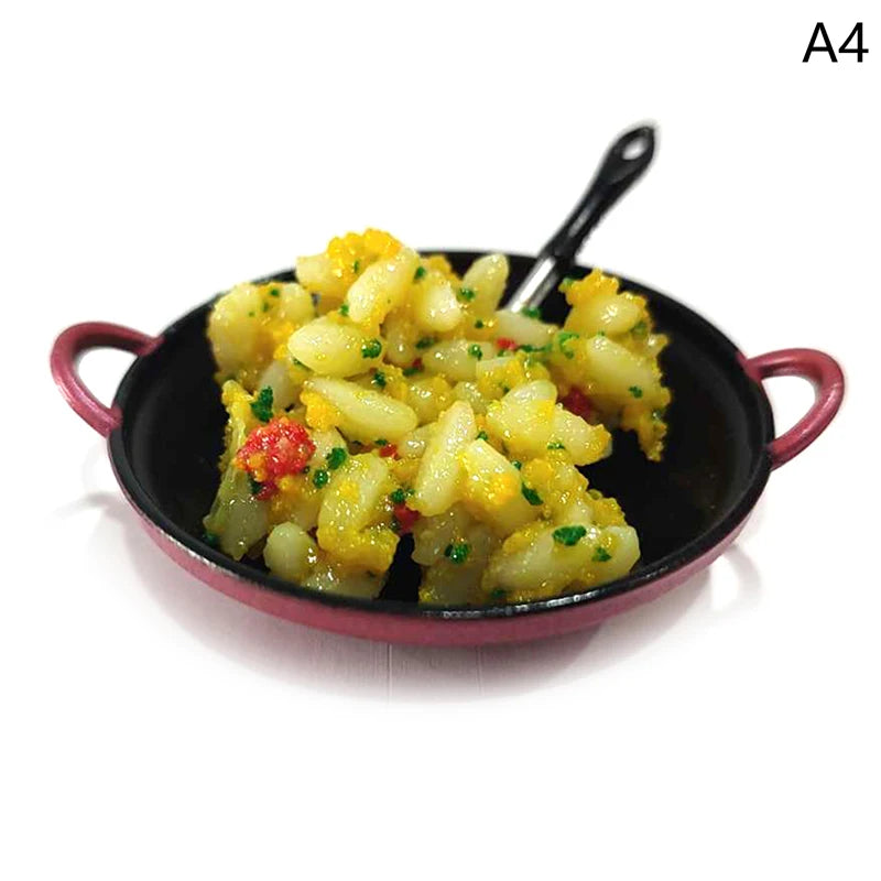 ▶1PCS Dollhouse Mini Metal Cooking Pot with Food Simulation Kitchen Utensils Model Doll House Decoration Miniature DIY Accessori Zpaxo A4