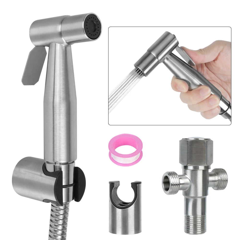 Hand Bidet Faucet Sprayer Toilet Stainless Steel Bathroom Self