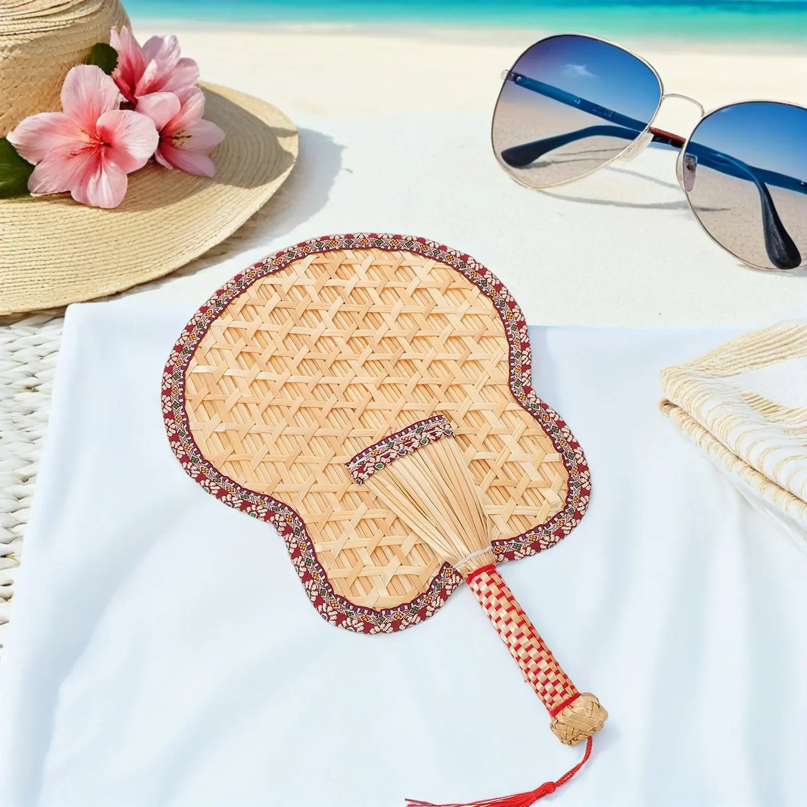 Hand-Woven Natural Palm Fan for Kids Lightweight Vintage Style Summer Cooling Outdoor Events Home Decor Rustic Chinese Hand Fan Zpaxo