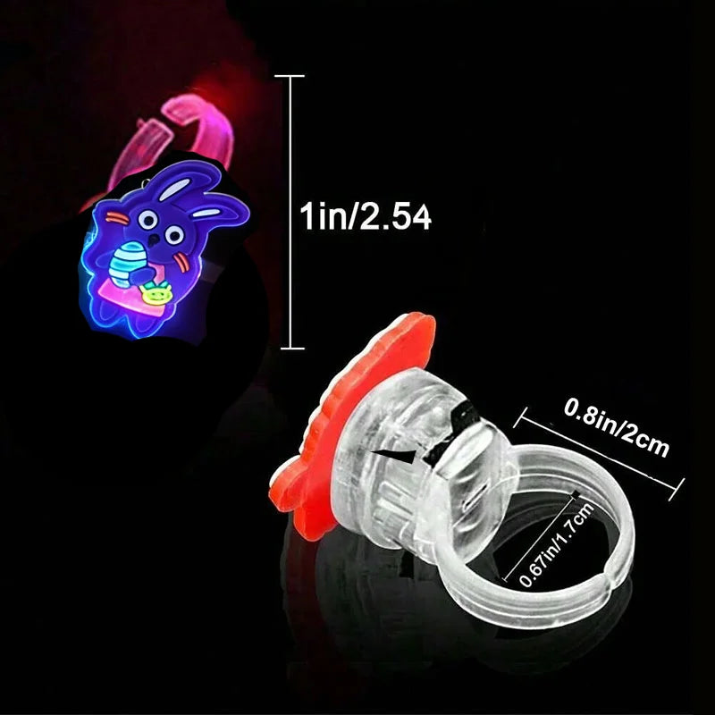 Easter LED Luminous Finger Rings Chick Rabbit Light Up Ring Toys Glow