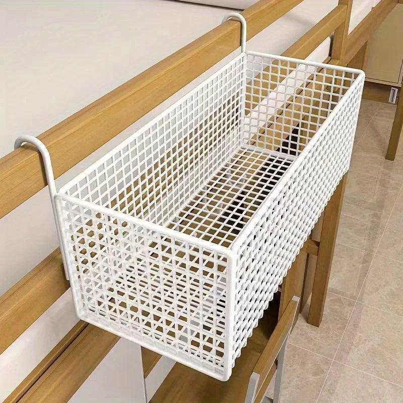 Iron Bedside Storage Basket Hanging Behind Dormitory Door